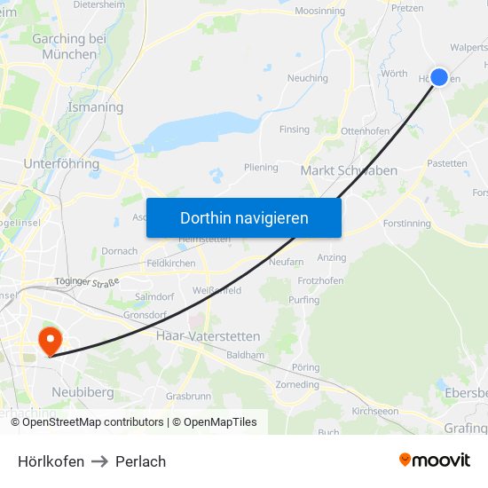 Hörlkofen to Perlach map