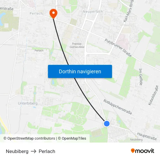 Neubiberg to Perlach map