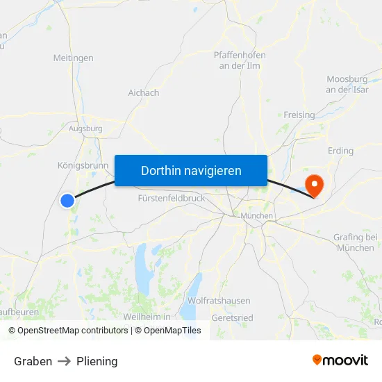 Graben to Pliening map