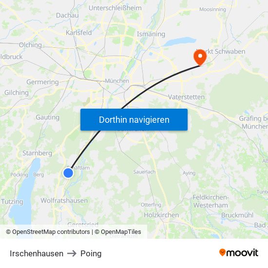 Irschenhausen to Poing map