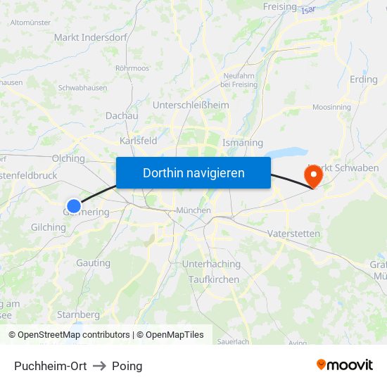 Puchheim-Ort to Poing map