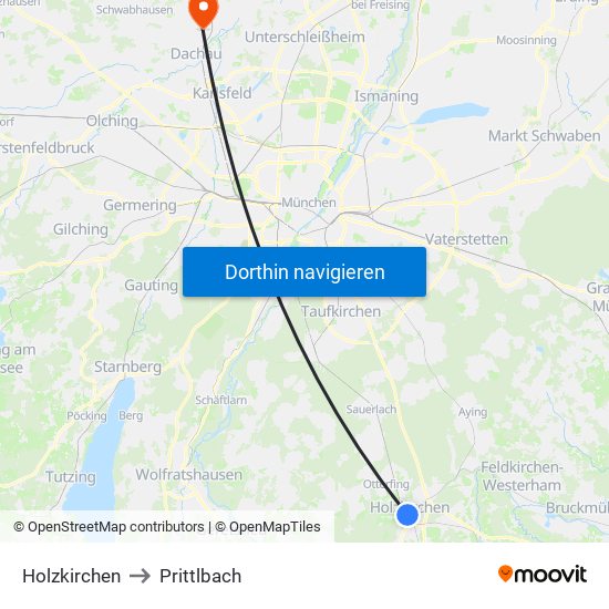 Holzkirchen to Prittlbach map