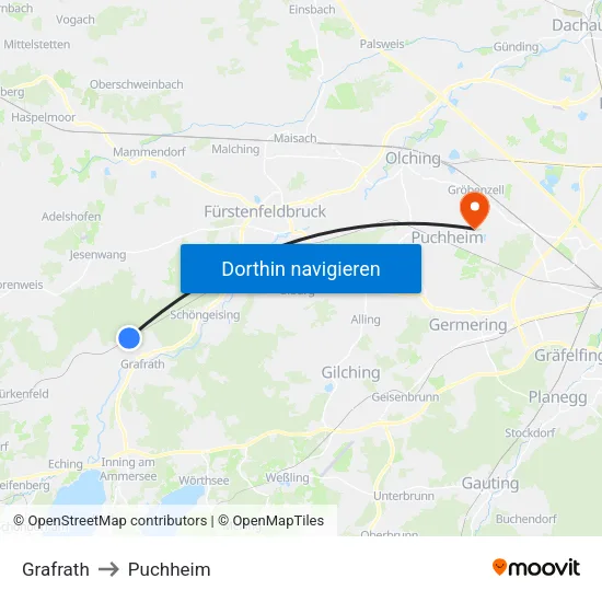 Grafrath to Puchheim map