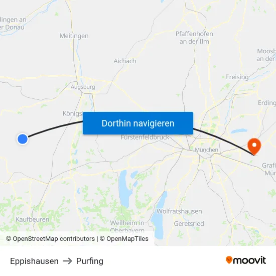 Eppishausen to Purfing map