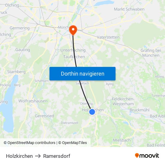 Holzkirchen to Ramersdorf map