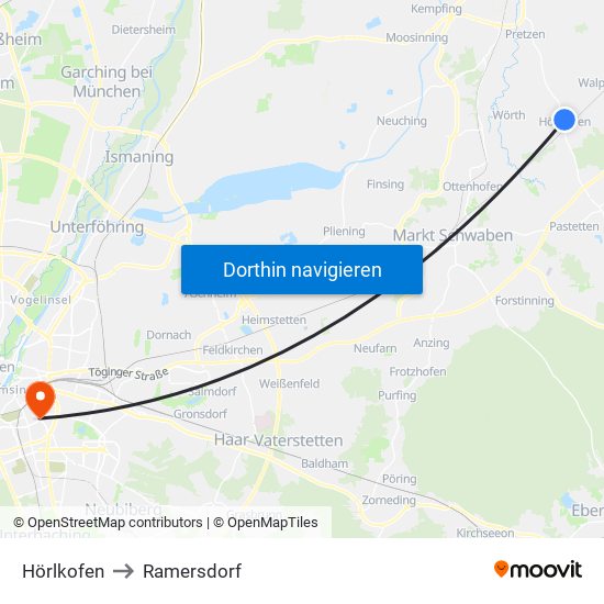 Hörlkofen to Ramersdorf map