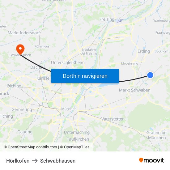 Hörlkofen to Schwabhausen map