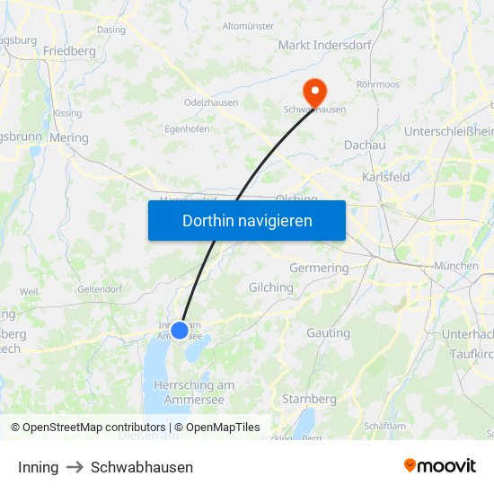 Inning to Schwabhausen map