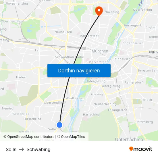 Solln to Schwabing map