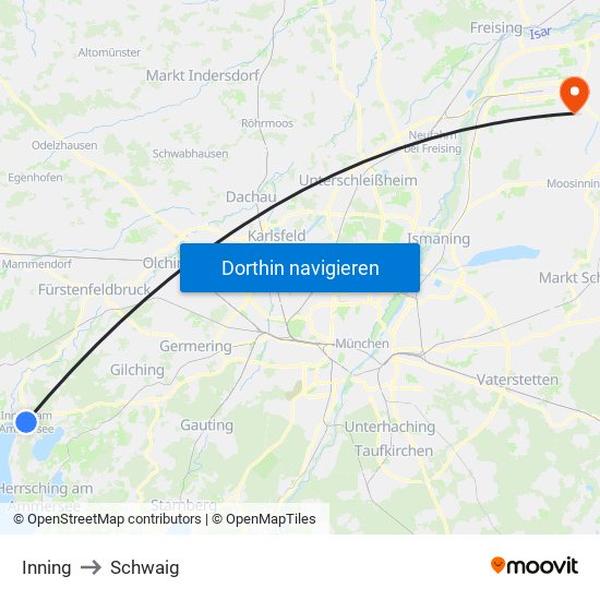 Inning to Schwaig map