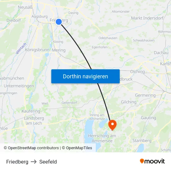 Friedberg to Seefeld map