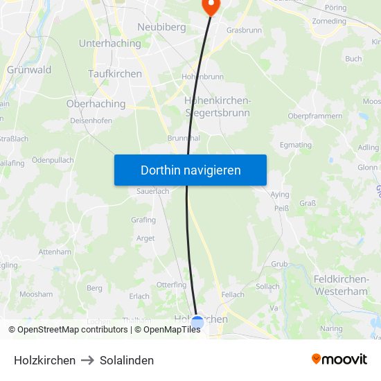 Holzkirchen to Solalinden map