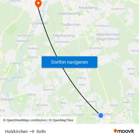 Holzkirchen to Solln map