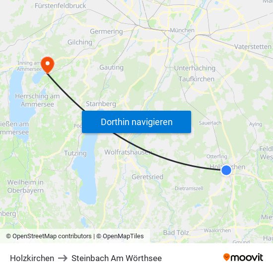 Holzkirchen to Steinbach Am Wörthsee map