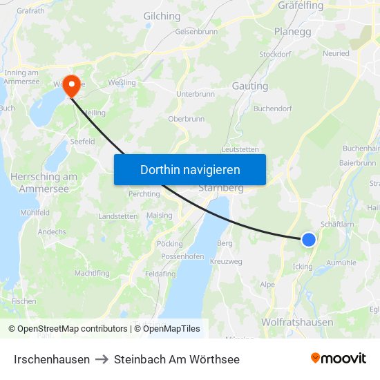 Irschenhausen to Steinbach Am Wörthsee map