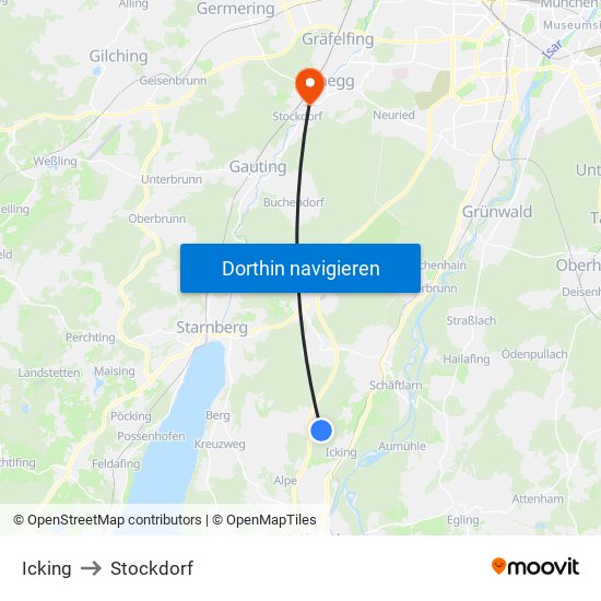 Icking to Stockdorf map
