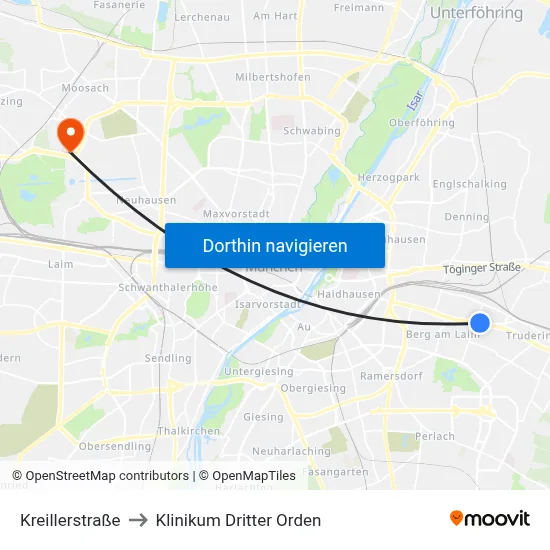 Kreillerstraße to Klinikum Dritter Orden map
