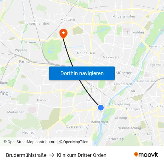 Brudermühlstraße to Klinikum Dritter Orden map