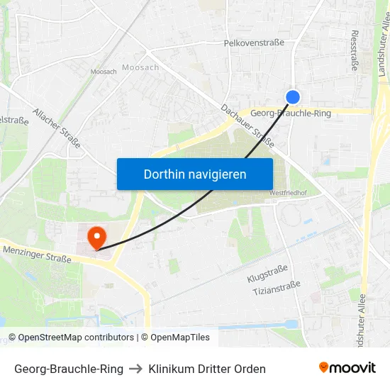 Georg-Brauchle-Ring to Klinikum Dritter Orden map