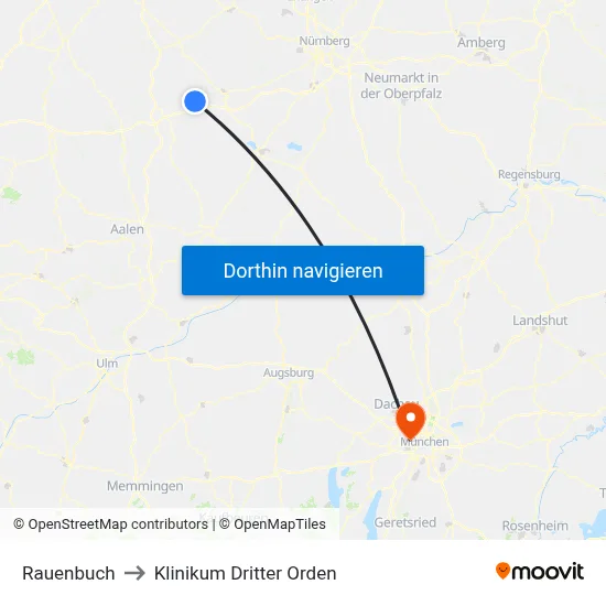 Rauenbuch to Klinikum Dritter Orden map