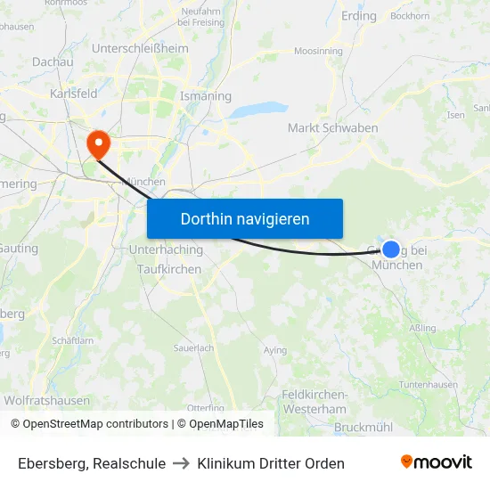 Ebersberg, Realschule to Klinikum Dritter Orden map