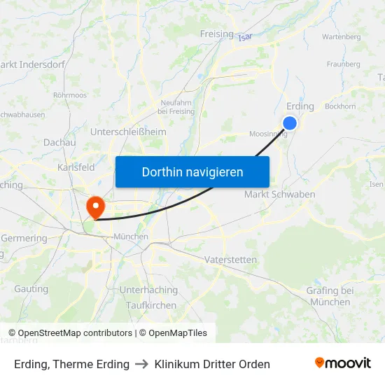 Erding, Therme Erding to Klinikum Dritter Orden map