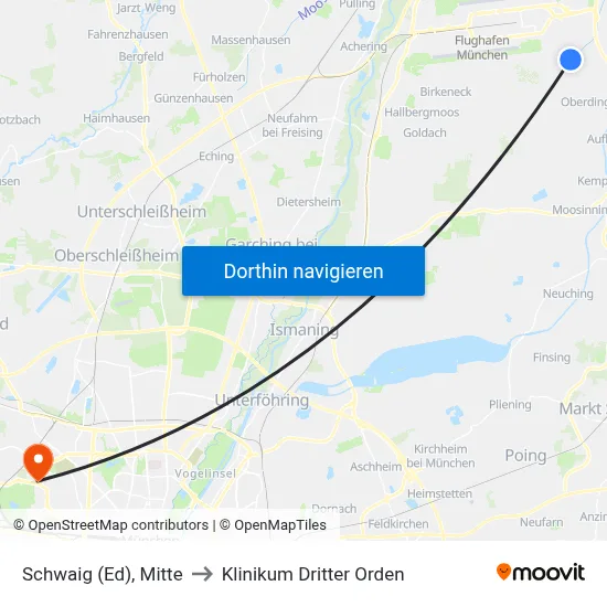 Schwaig (Ed), Mitte to Klinikum Dritter Orden map