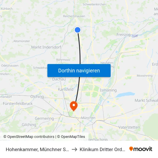 Hohenkammer, Münchner Str. to Klinikum Dritter Orden map