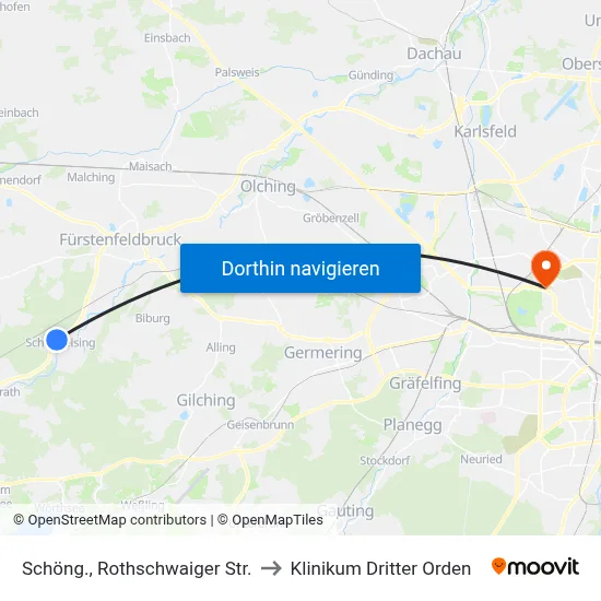 Schöng., Rothschwaiger Str. to Klinikum Dritter Orden map