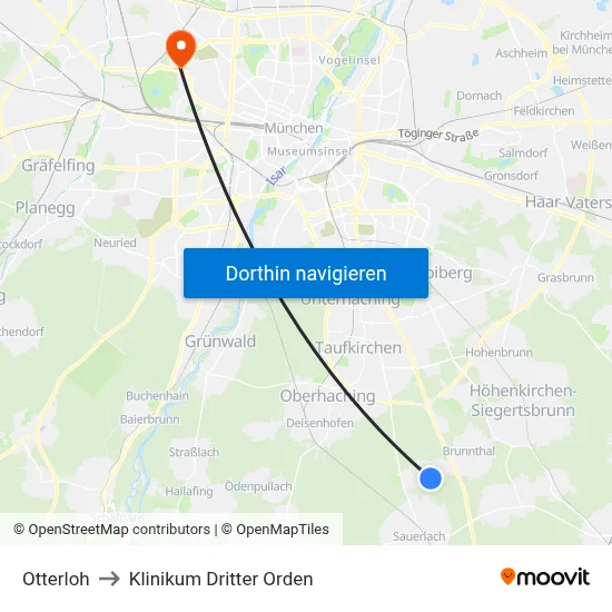 Otterloh to Klinikum Dritter Orden map