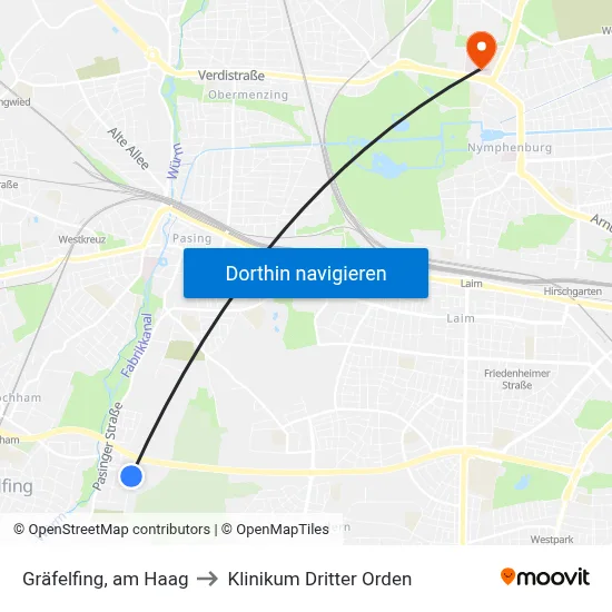 Gräfelfing, am Haag to Klinikum Dritter Orden map
