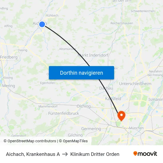 Aichach, Krankenhaus A to Klinikum Dritter Orden map