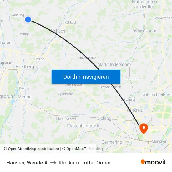 Hausen, Wende A to Klinikum Dritter Orden map