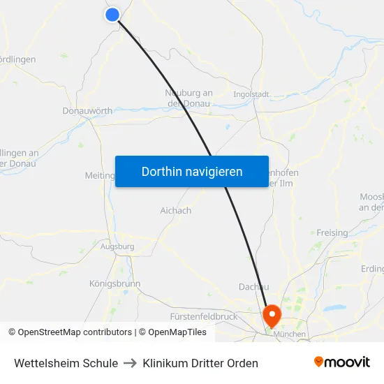 Wettelsheim Schule to Klinikum Dritter Orden map