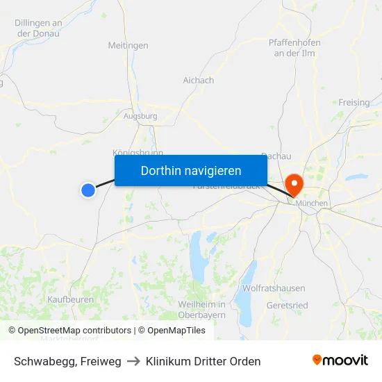 Schwabegg, Freiweg to Klinikum Dritter Orden map