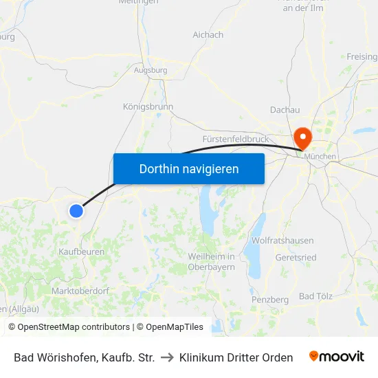 Bad Wörishofen, Kaufb. Str. to Klinikum Dritter Orden map