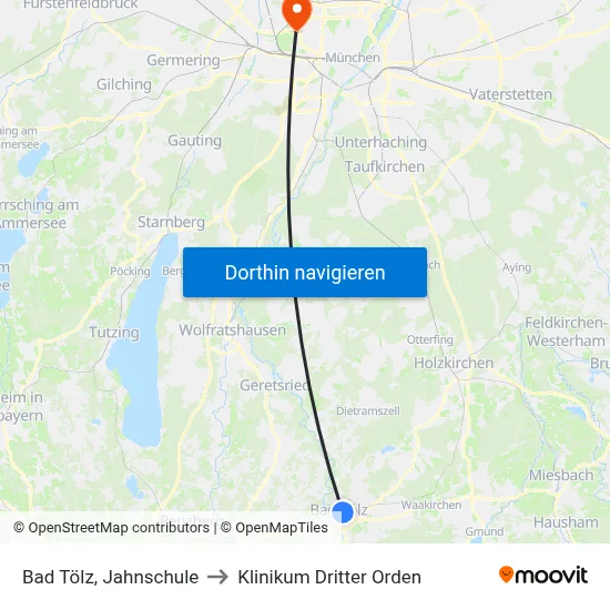 Bad Tölz, Jahnschule to Klinikum Dritter Orden map
