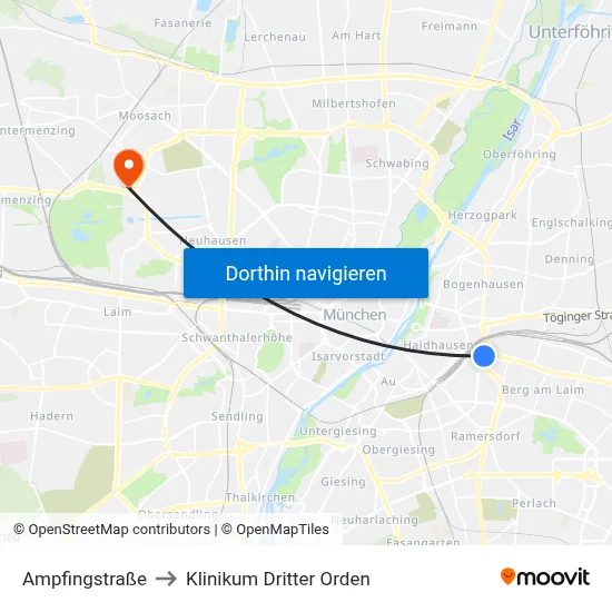 Ampfingstraße to Klinikum Dritter Orden map