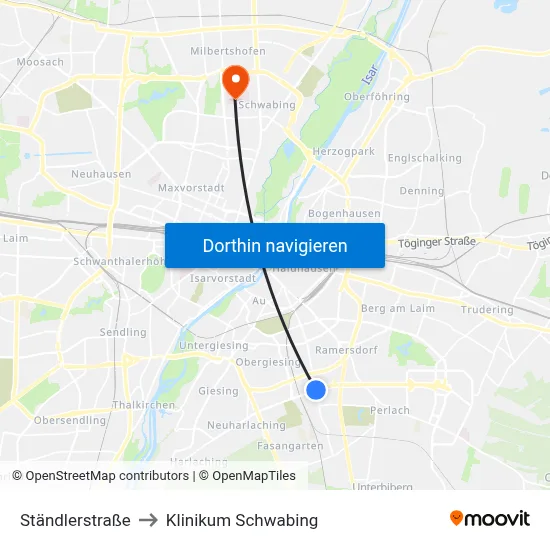 Ständlerstraße to Klinikum Schwabing map