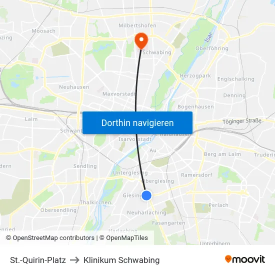 St.-Quirin-Platz to Klinikum Schwabing map