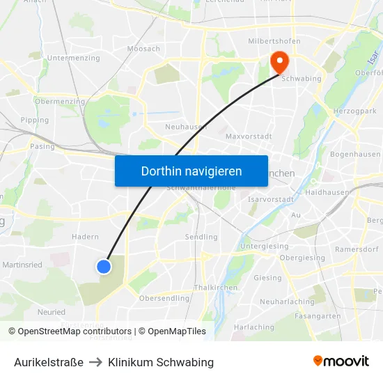 Aurikelstraße to Klinikum Schwabing map
