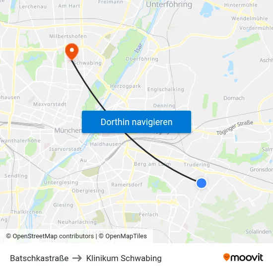 Batschkastraße to Klinikum Schwabing map
