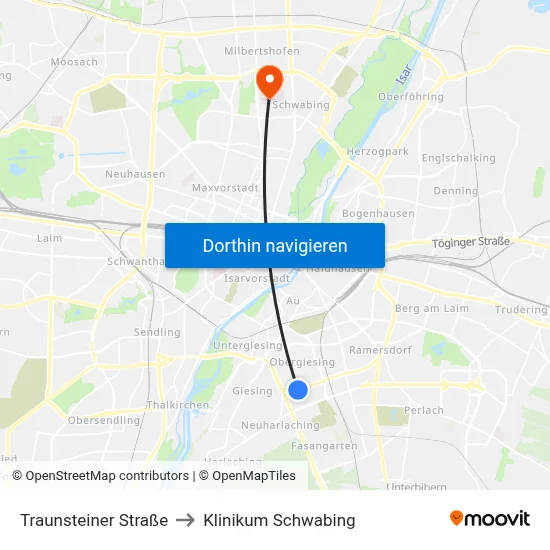 Traunsteiner Straße to Klinikum Schwabing map