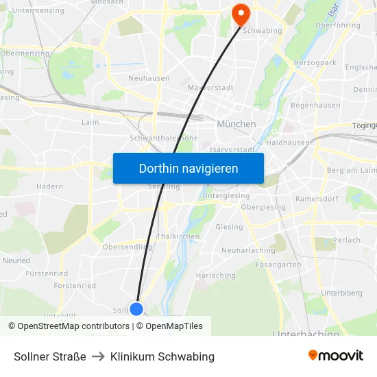 Sollner Straße to Klinikum Schwabing map