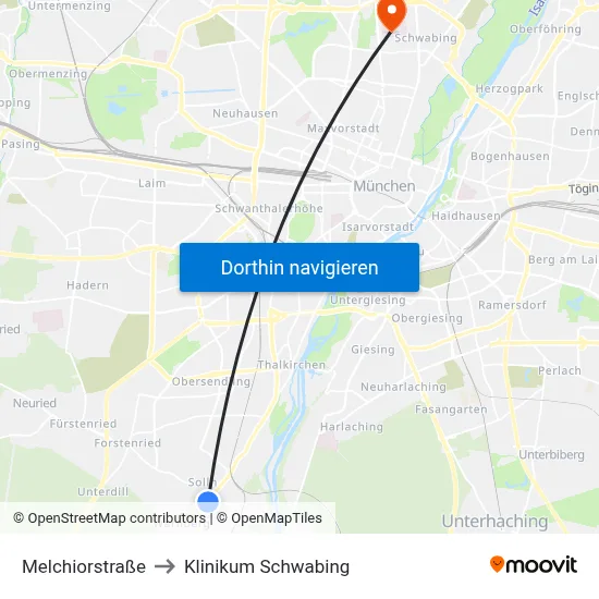 Melchiorstraße to Klinikum Schwabing map