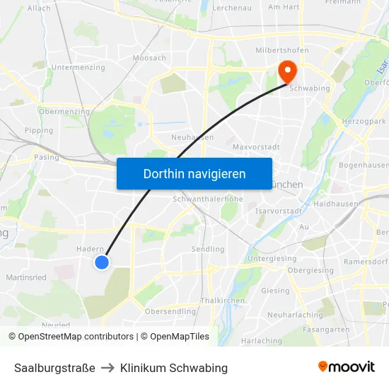 Saalburgstraße to Klinikum Schwabing map