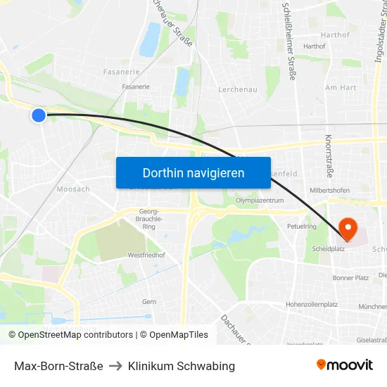 Max-Born-Straße to Klinikum Schwabing map