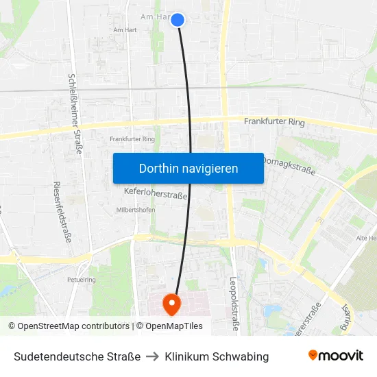 Sudetendeutsche Straße to Klinikum Schwabing map
