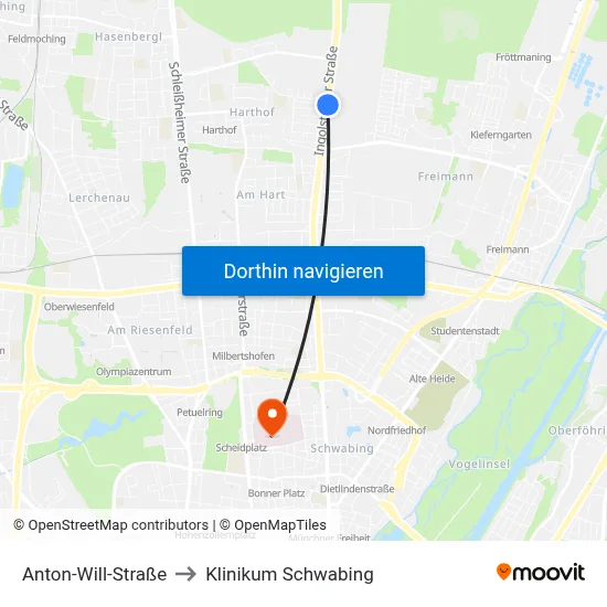 Anton-Will-Straße to Klinikum Schwabing map