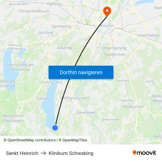 Sankt Heinrich to Klinikum Schwabing map